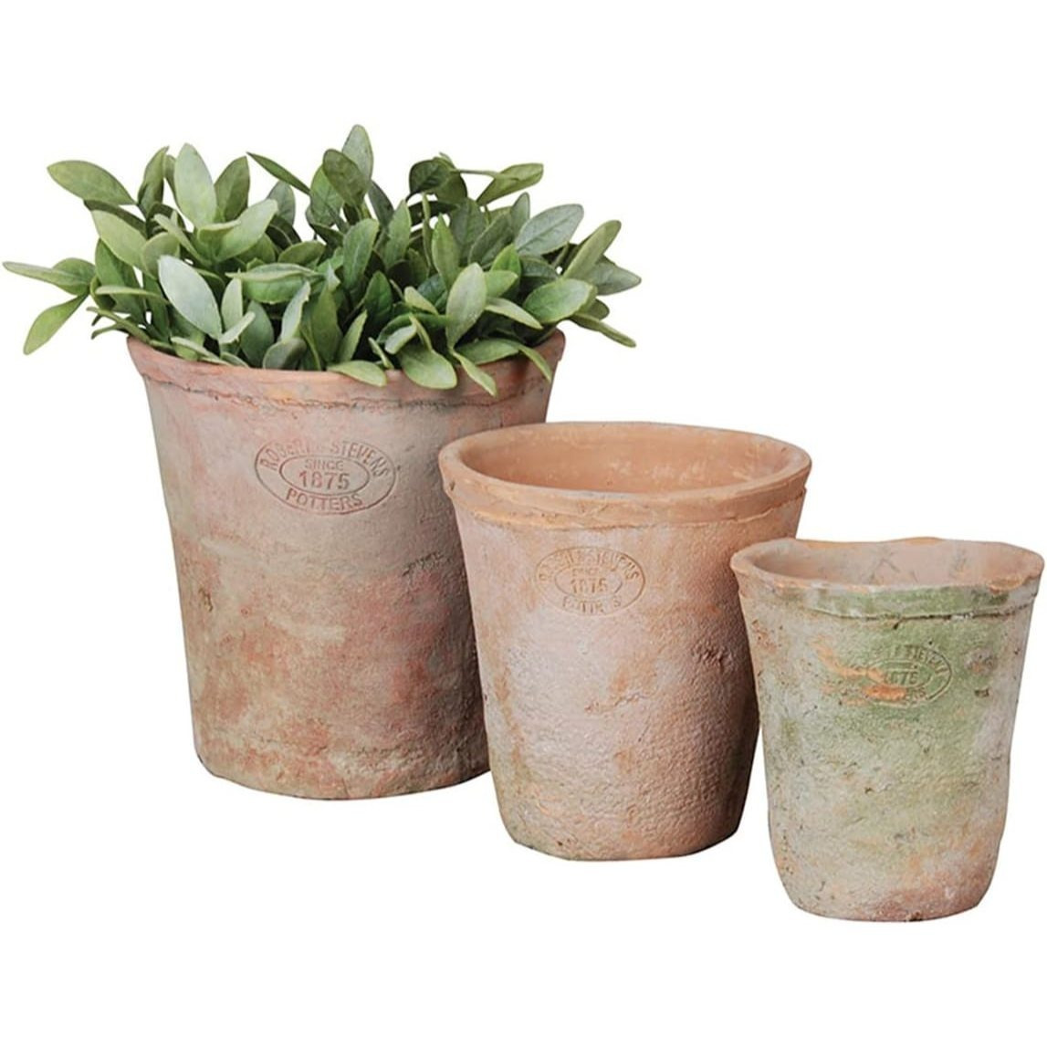 TEMU Home Aged Round Terracotta Plant Pots Set Of Rustic Planters Suitable For Outdoors Ideal For Herbs Terracotta Plant Pots - 3 Pack Terracotta