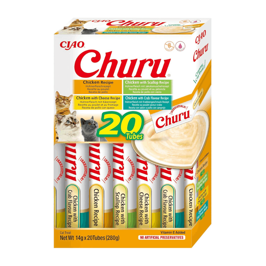 TEMU Churu Box - Cat Treats - Healthy Tuna-based Snacks, Flavors - Creamy Texture - No Grains, Preservatives, Dyes - 20x14g