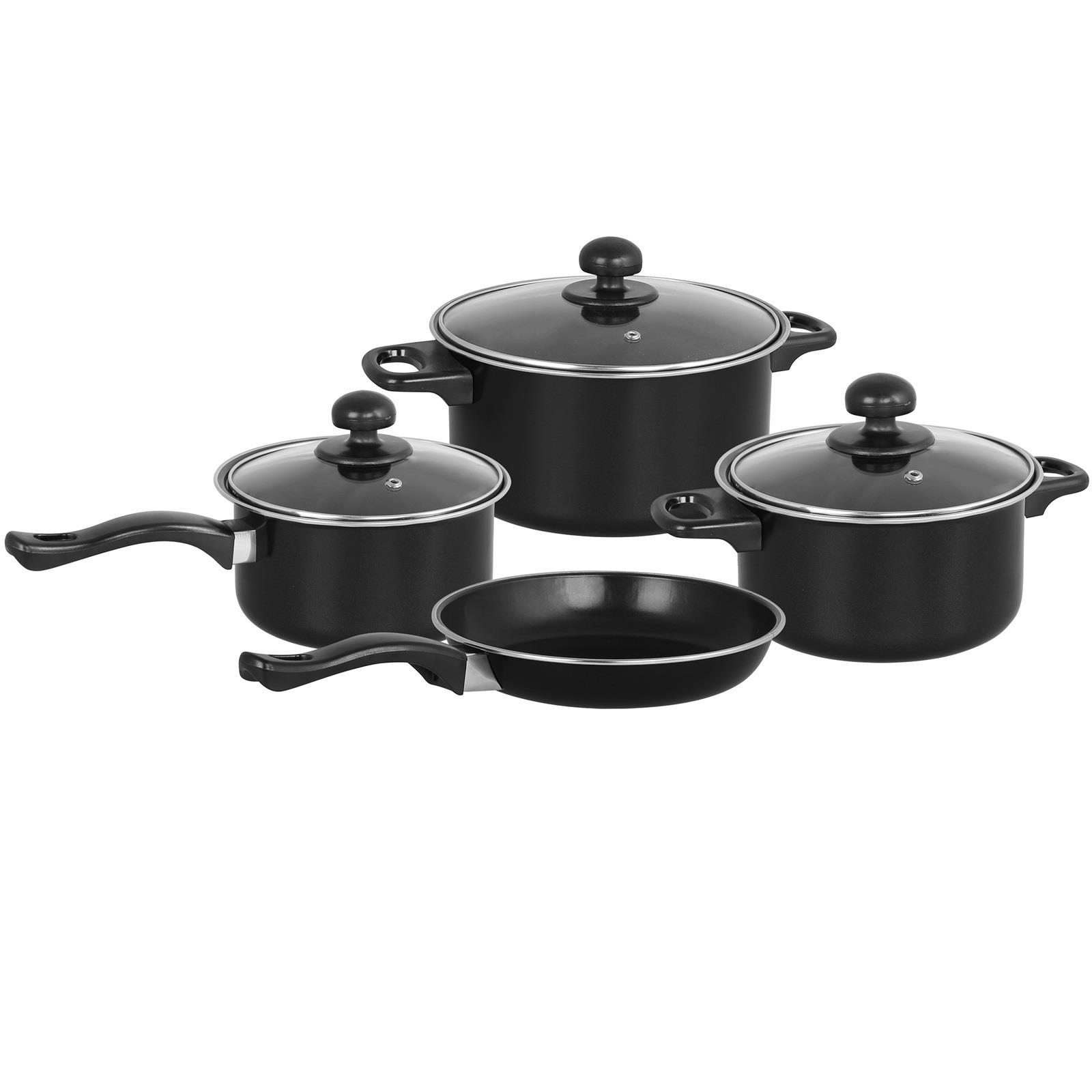 TEMU Black 7pcs Non Stick Cookware Set Frying Pan Saucepan Cooking Pot With Lids