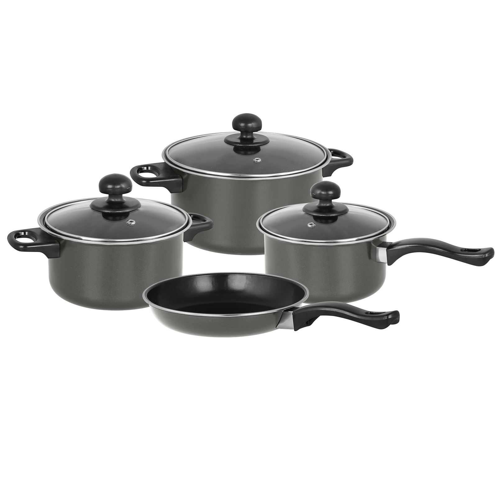 TEMU Grey 7 Pcs Non Stick Cookware Set Cooking Pot Frying Pan Saucepan With Lids