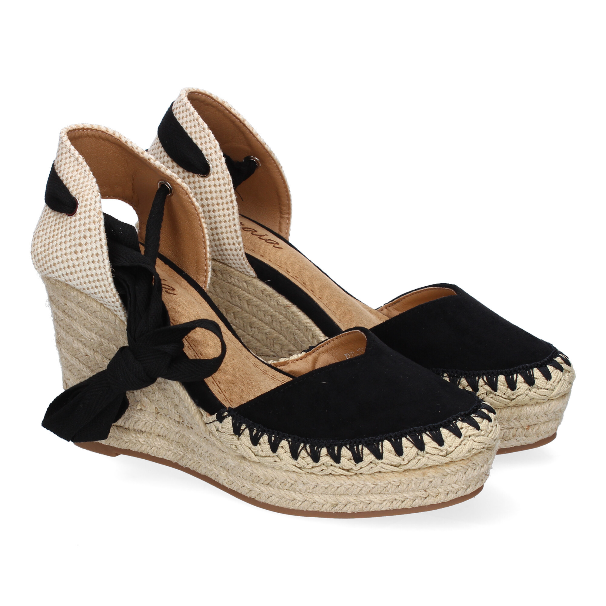 Image of Women's Jute Wedge Sandals, Comfortable And Elegant, With Ribbon Closure For A , Ideal For Spring-summer