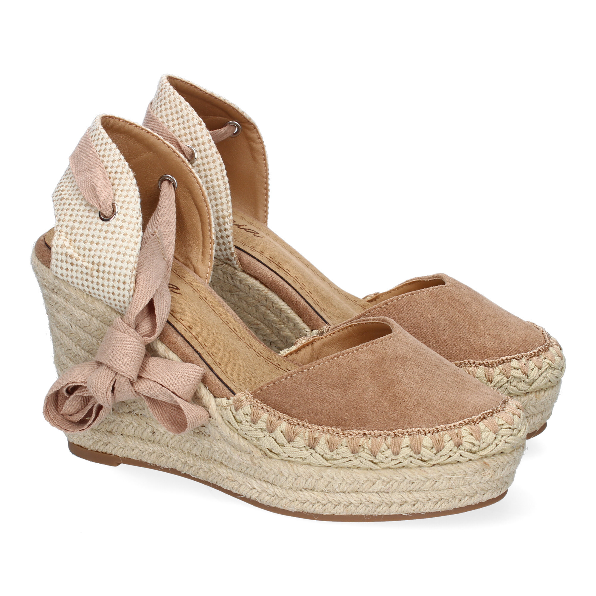 Women's Jute Wedge Sandals, Comfortable And Elegant, With Ribbon Closure For A , Ideal For Spring-summer