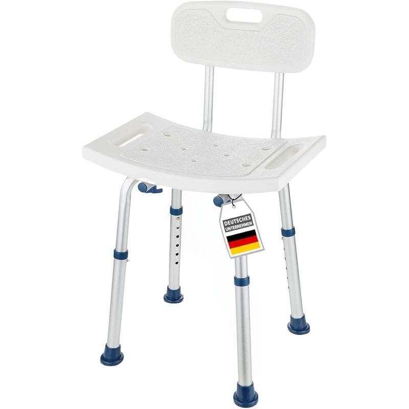 Casa Shower Stool With Removable Backrest - Stable Shower Seat, Slip-resistant, Height-adjustable, Up To 150 Kg