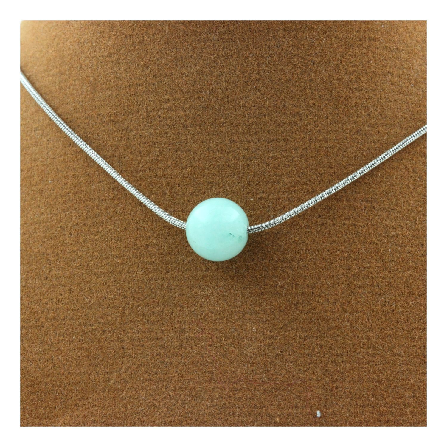 Image of Amazonite 1 Pearl Necklace With 8mm Stainless Steel Chain