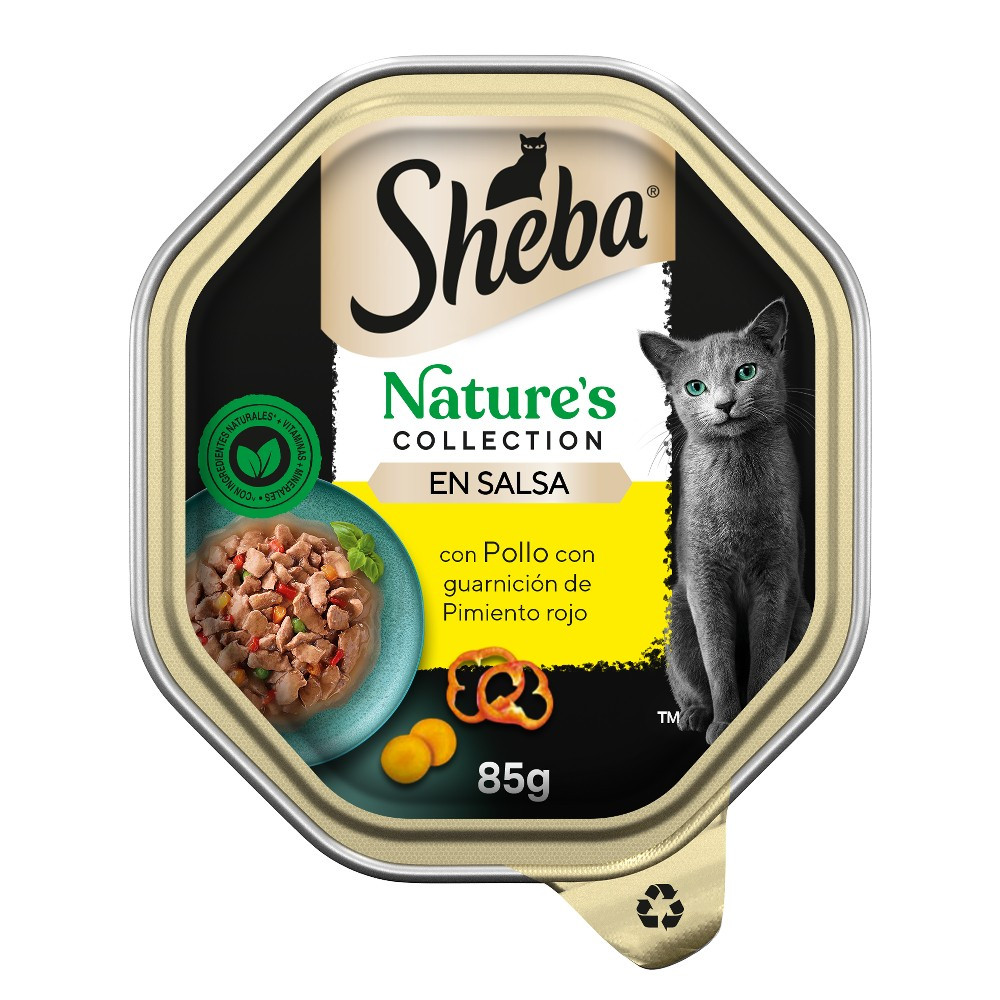 Collection Nature'S Sheba - Nourriture humide en sauce pour chats - Poulet avec garniture de poivron rouge - (PACK 22 X 85Gr.) Nourriture délicieuse et nutritive pour votre chat !