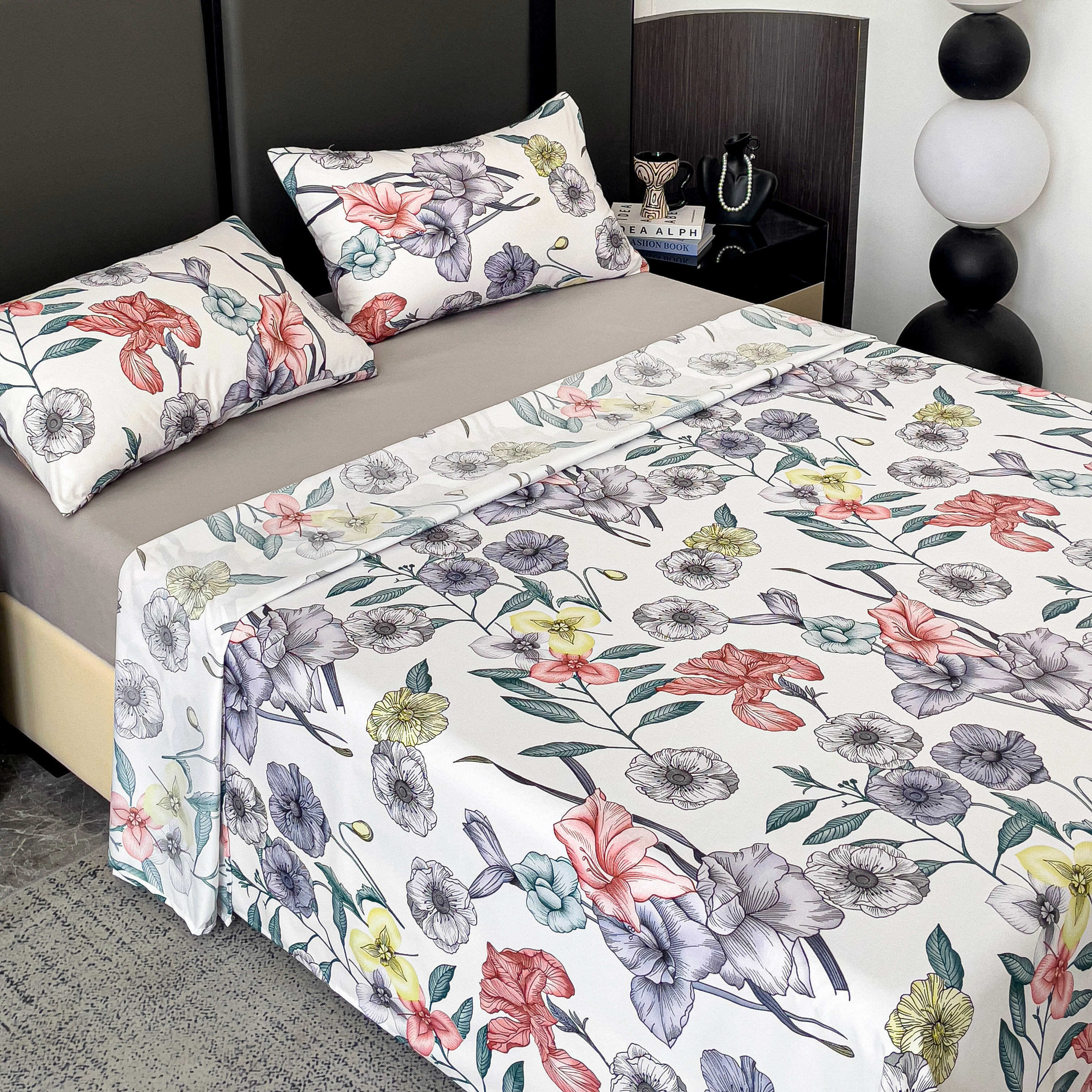 TEMU Juego de Sábanas Estampado de 3 o 4 Piezas, Muy , y Transpirable, Sábana Encimera + Sábana Bajera Ajustable + Fundas de Almohada de Sobre
