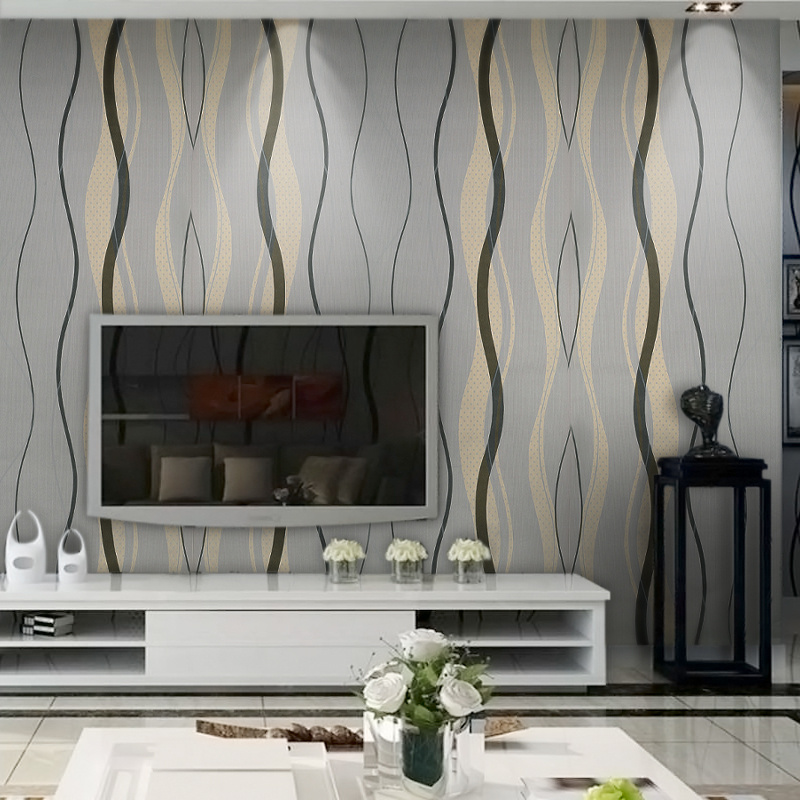 TEMU 10m 1 Roll Elegant Wallpaper Fabric Wallpaper With Wave Stripe Textureremovable Curved Embossed Wall Wallpaper For Bedroom Livingroom Wall Decor