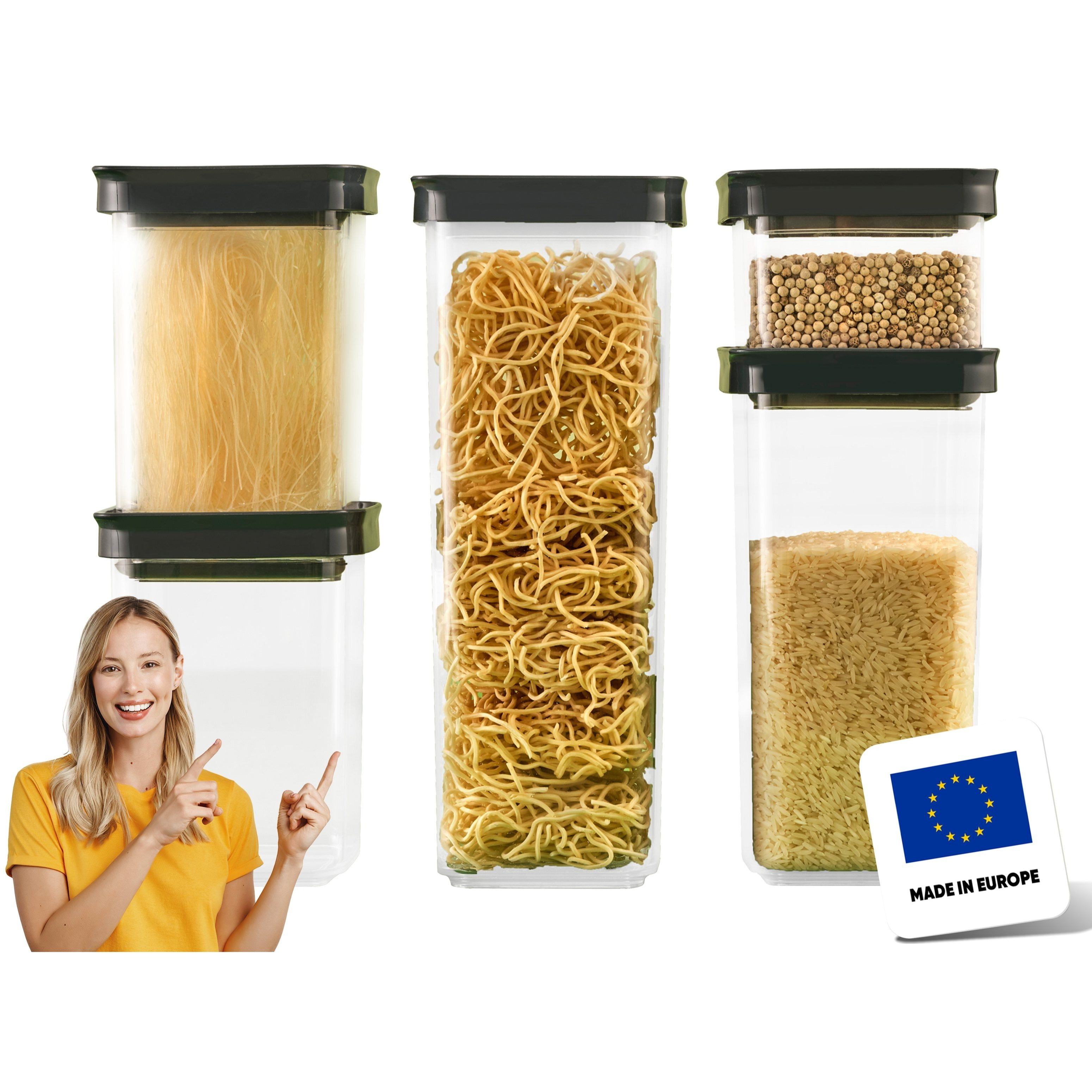 Image of Uandu Airtight Storage Containers With Lids, 5-piece Set, Kitchen Storage & Organization Boxes, Bpa-free, Ideal For Foods With Secure Vacuum Seal