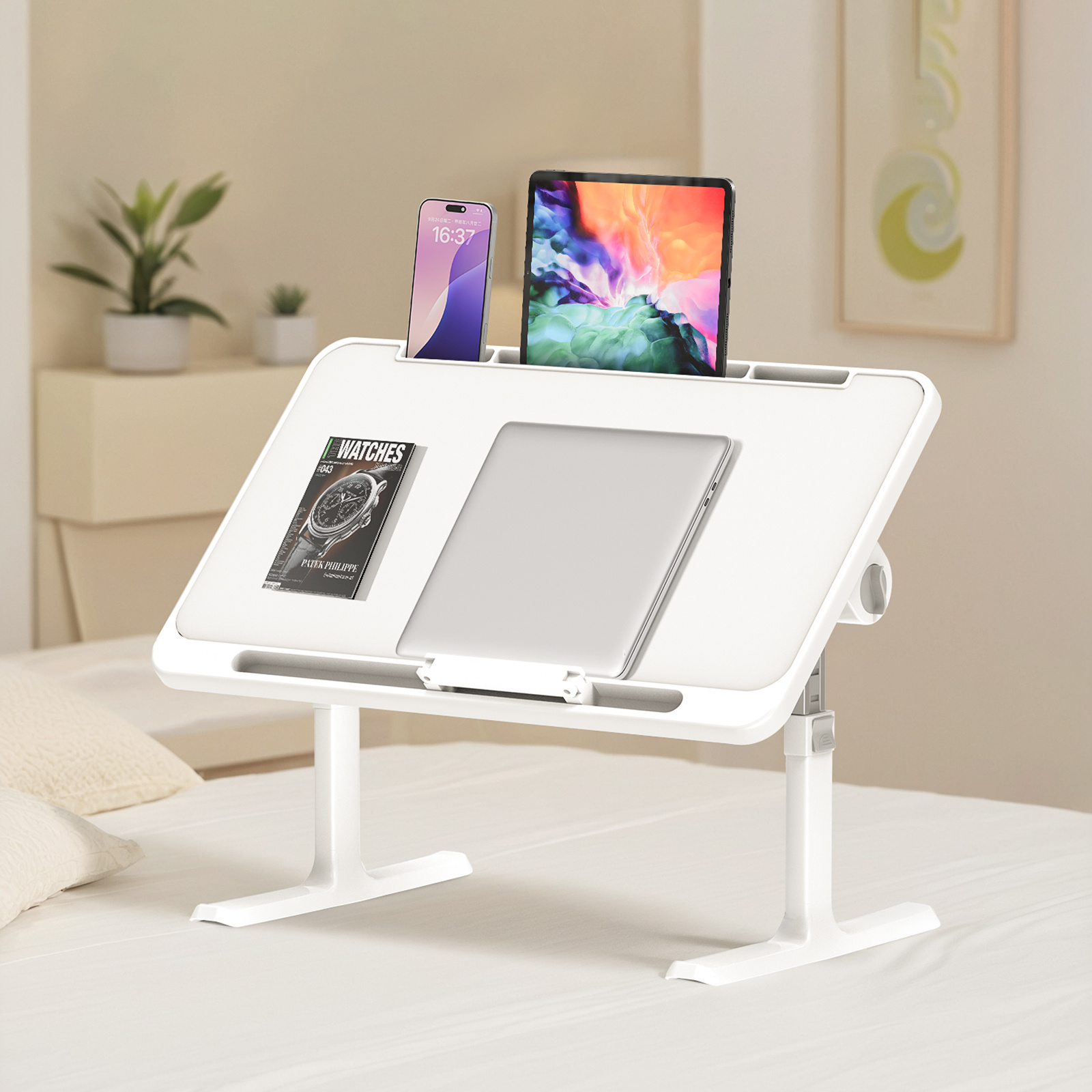 TEMU Soontrans 60x40cm Laptop-Schreibtischtablett, Betttisch Laptoptisch Laptop Bett Tisch, Verstellbarer Faltbarer Laptop Schreibtisch Für Essen,