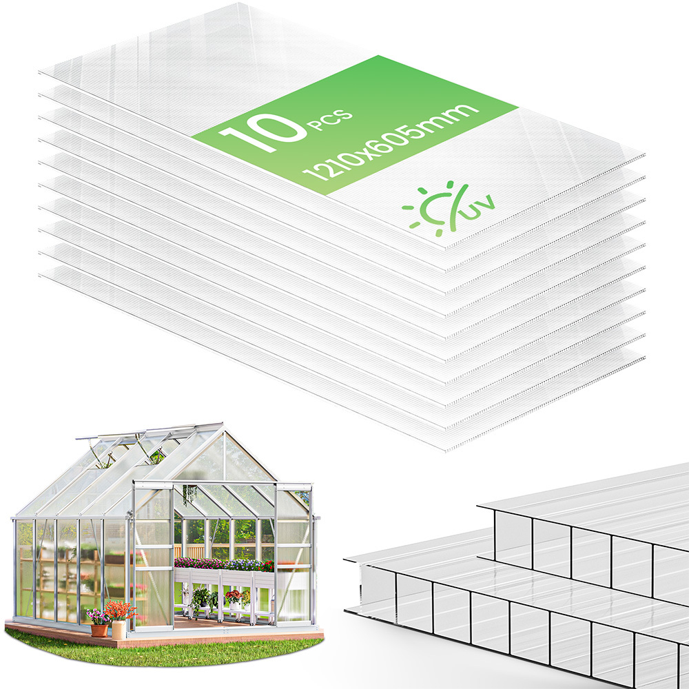 Image of Vounot Transparent Uv-resistant Honeycomb Polycarbonate Sheets For Greenhouse, Shed, Terrace, Garden, Carport, Diy, 121x60.5cm