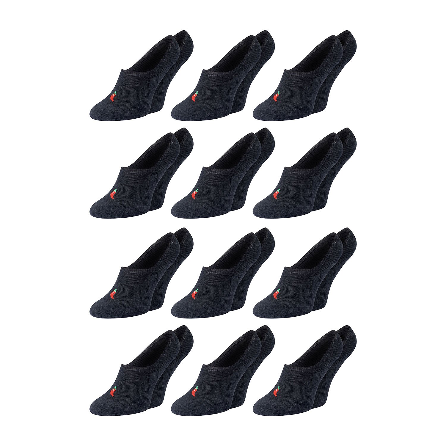 Image of 12 Pairs Chili Lifestyle Footies Foot Covers, Invisible Socks With Silicone Pad, White , 39-42 / 43-46