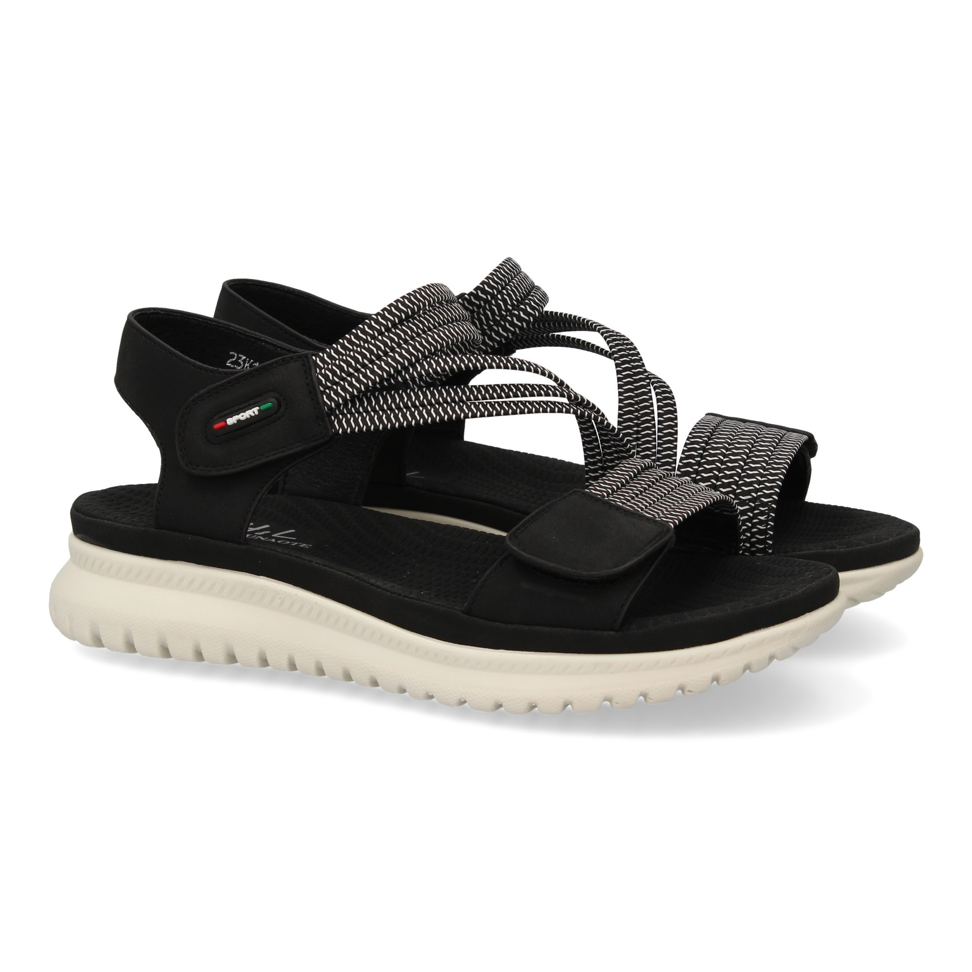 Image of Modern And Lightweight Women's Flat Sandal With Double Strap Closure And Elastic Straps For Added , Ideal For Spring And Summer.