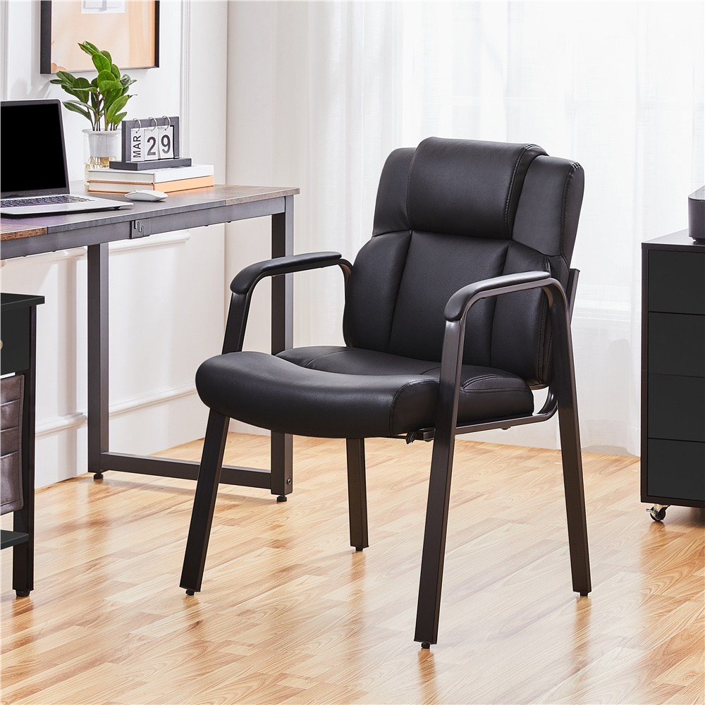 Image of Costoffs Office Chair Set, Kitchen Chairs With Armrests, Visitor Chair, Padded Chair, Faux Leather For Dining Room, Bedroom, Living Room