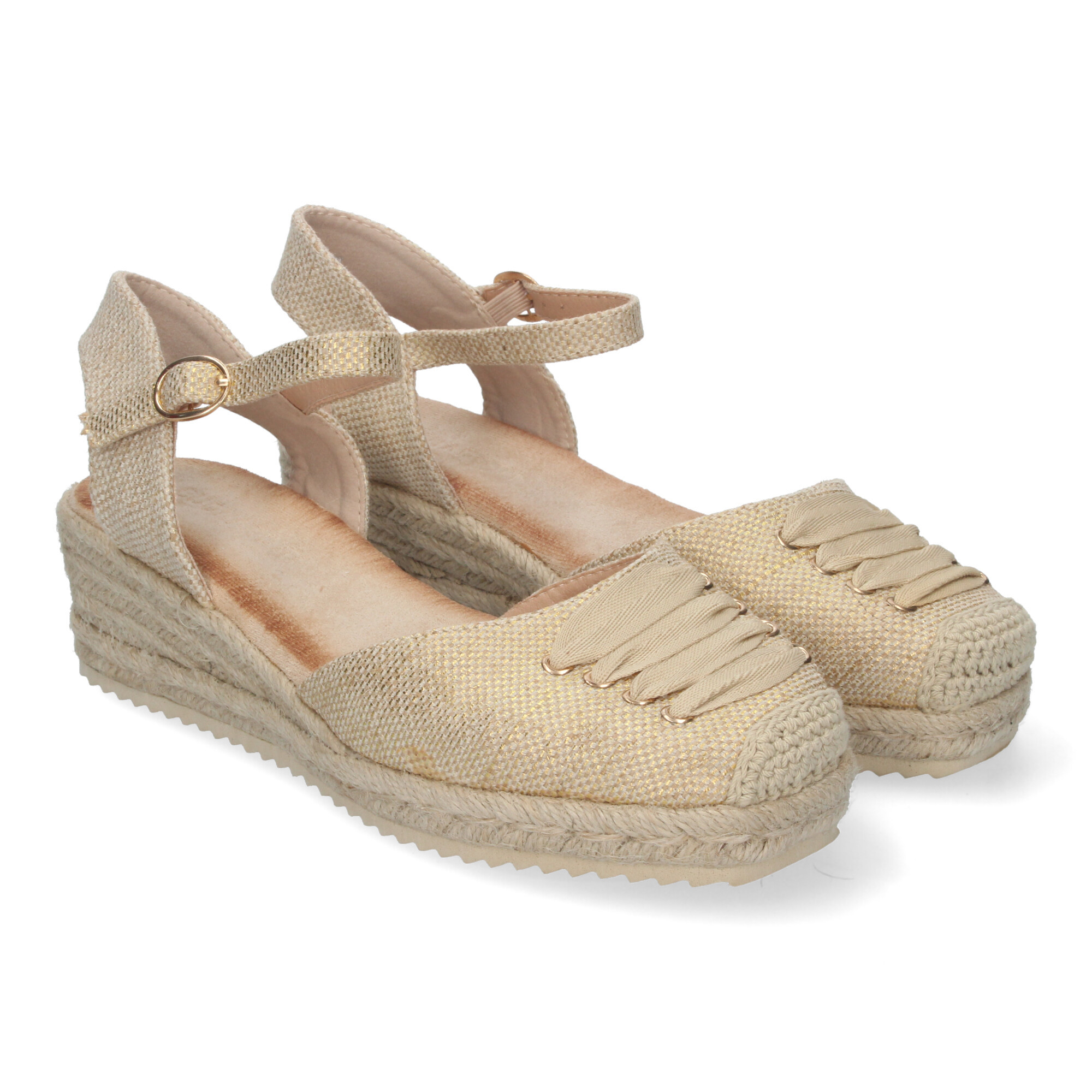 Women's Wedge Sandal, Comfortable And Elegant, Jute-lined With Thong Decoration And Closure