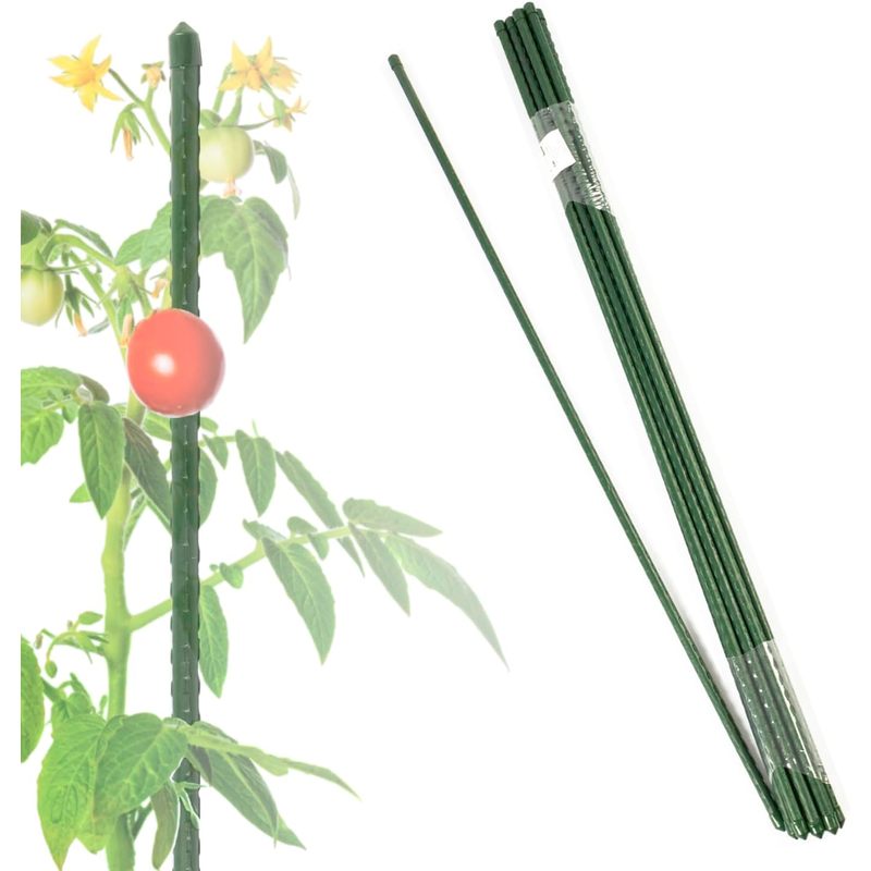 Karat Plant Sticks Plant Support - 10pcs - Lengths: 60-180 Cm - Plant Holders Made Of Metal & Plastic - Ideal For Tomatoes, , Flowers & Climbing Plants