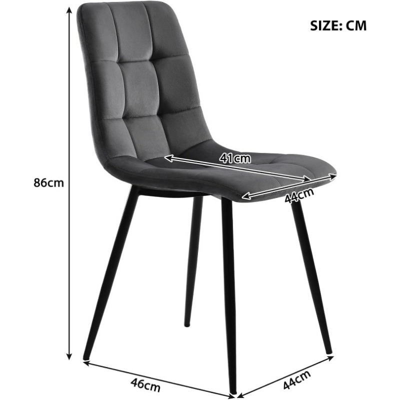 Image of Lot Of 4 Dining Room Chairs With Backrest, Velvet Chair And Metal Legs, Upholstered Seat, Seat Width 44 Cm, Pointed Design, For Dining Room, Living Room, Bedroom, Bar, Kitchen Dwas.fs45ag