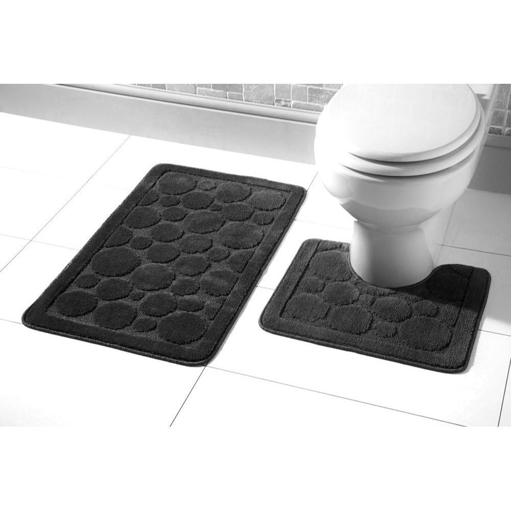 TEMU 2pcs Bath Mat Set Non Slip Toilet Pedestal Soft Cali Bubbles Rug For Ideal Bathroom Accessories And Furniture Decor