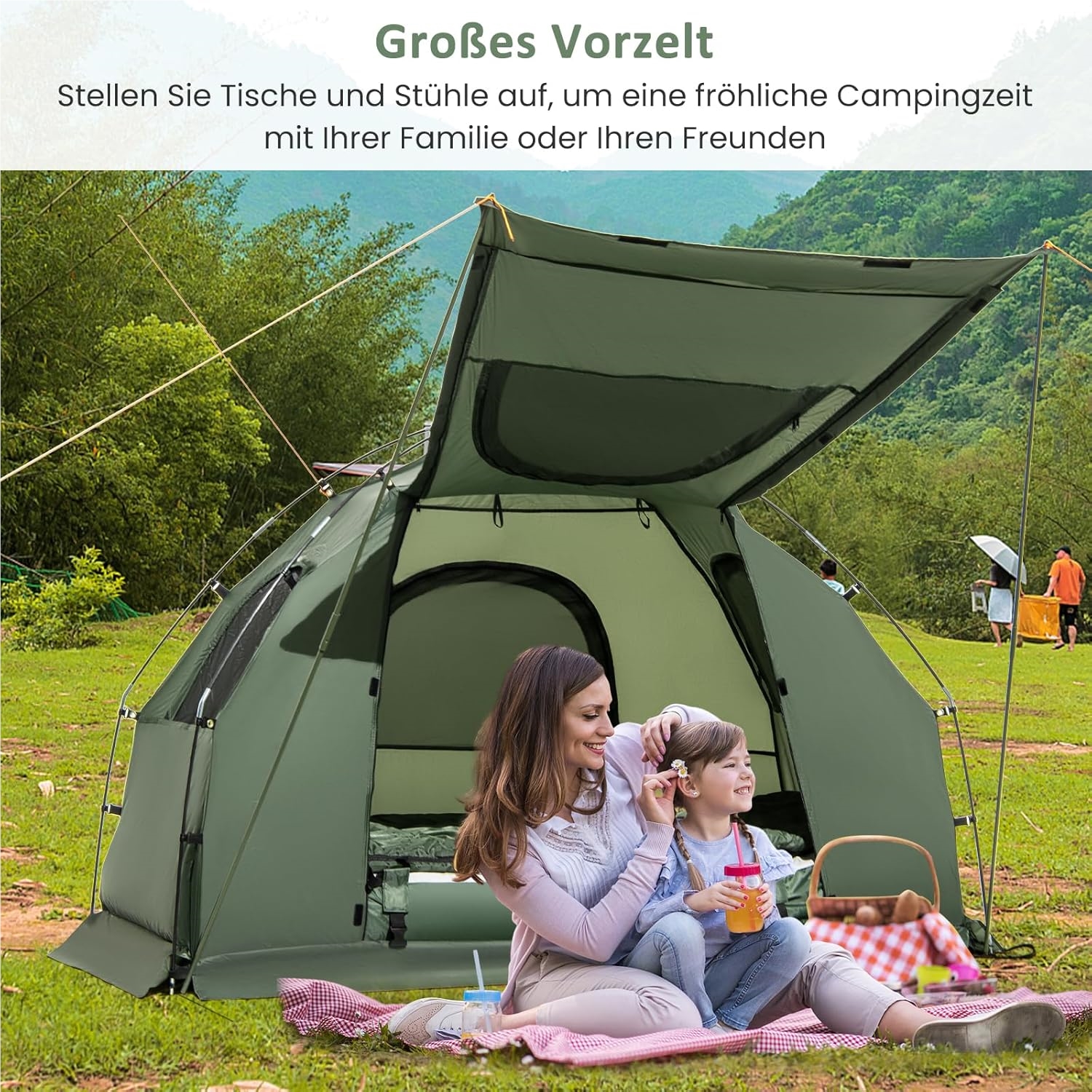 Image of Field Bed With Tent, Camping Bed With Awning, Air Mattress, Sleeping Bag & Pillow, Camping Lounge With Carrying Bag, 194 X 87 X 167 Cm
