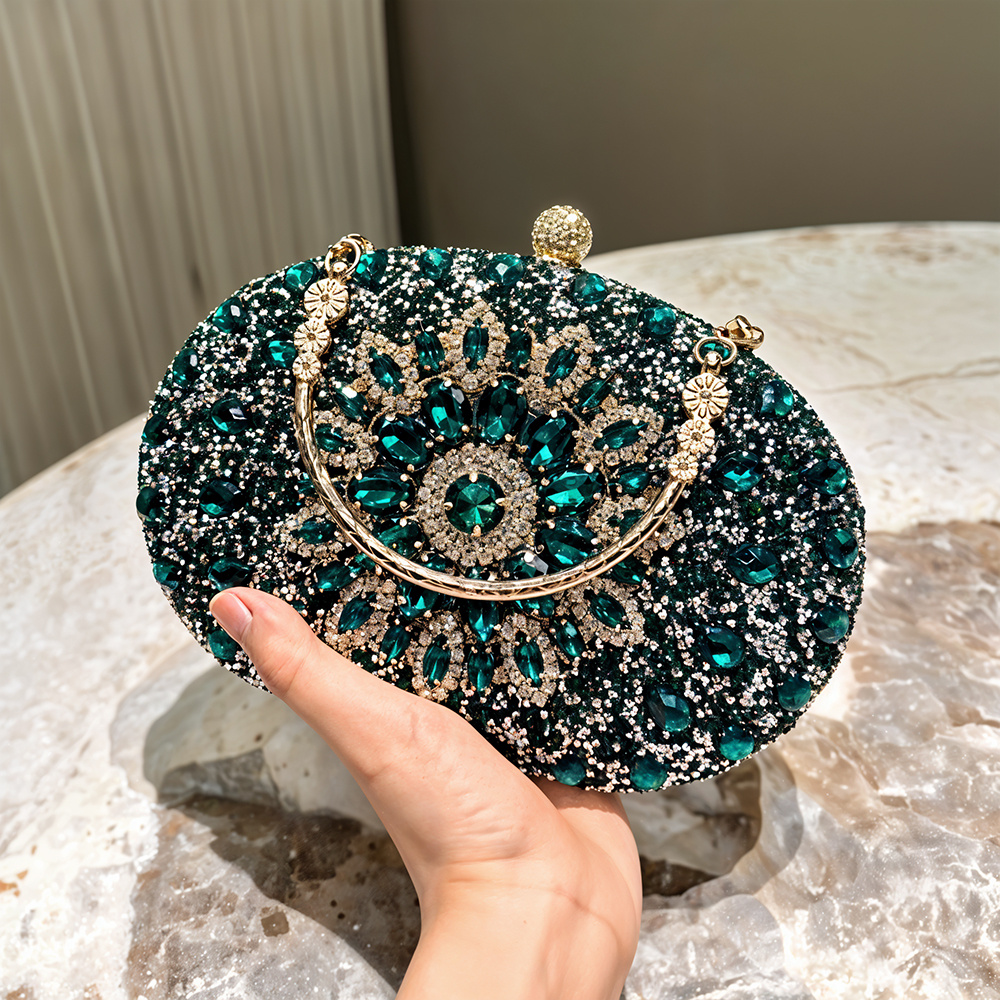 TEMU Women Evening Bag Multicolor Clutch Bag Handbag Bridal Wedding Purse Glitter Shoulder Bag With Detachable Chain Banquet Party Prom Crossbody Bag