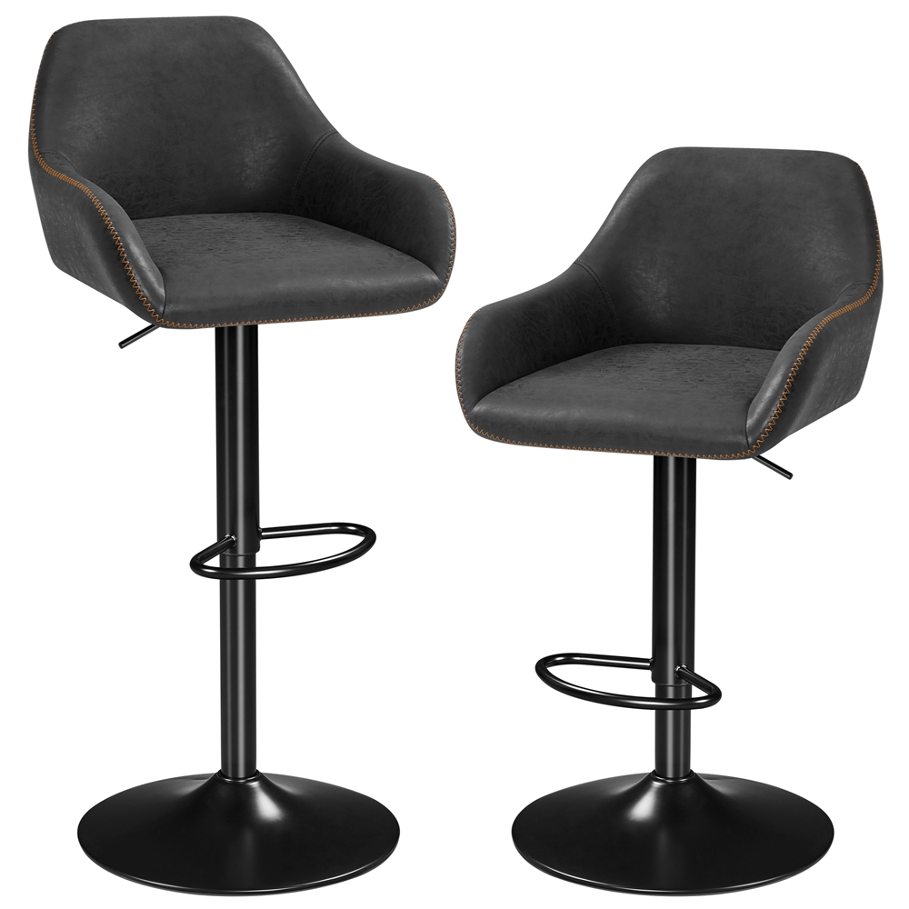 Costoffs Bar Stool Set Adjustable Height Vintage Swivel Chair With Backrest Work Stool With Footrest Counter Stool Bistro Stool