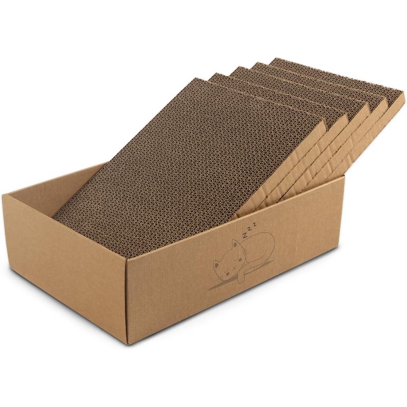 E-shop Kratzbox für Katzen mit 5 doppelseitigen Kratzbrettern Kratzpappe Tiger 43.5 x x – Kratzmöbel & Kratzbrett zur Krallenpflege
