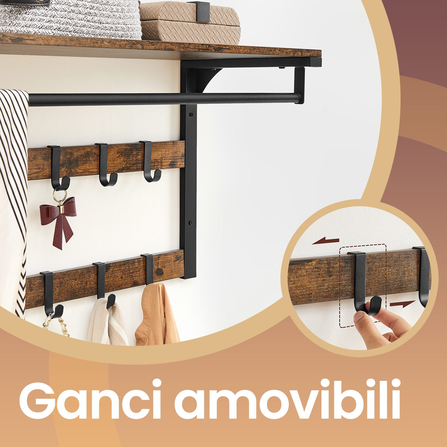 Set Da 4 Ganci A Vite In Acciaio Laminato A Freddo, Nero, Antiscivolo, Per Appendere In Casa, Cucina E Garage