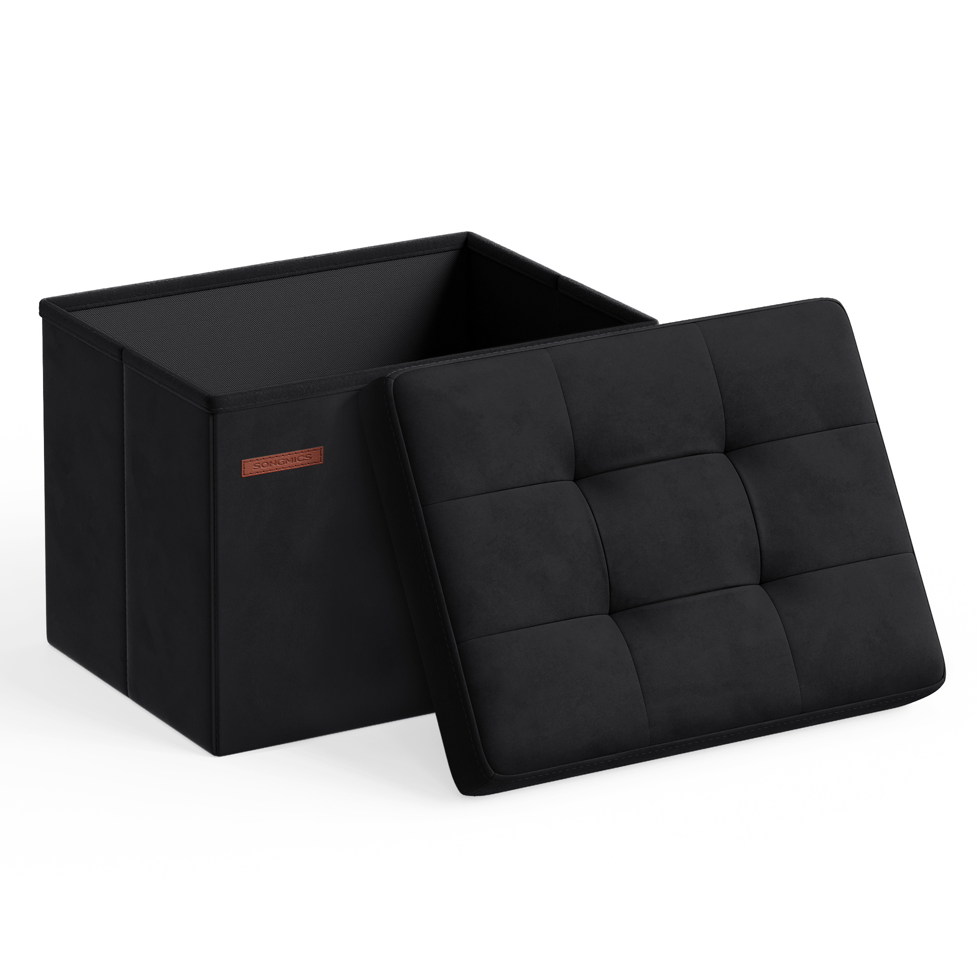 Storage Bench, Foldable Velvet Storage Ottoman, Storage Box With Lid, Footstool, Loadable Up To 130 Kg, For Hallway, Living Room, Bedroom