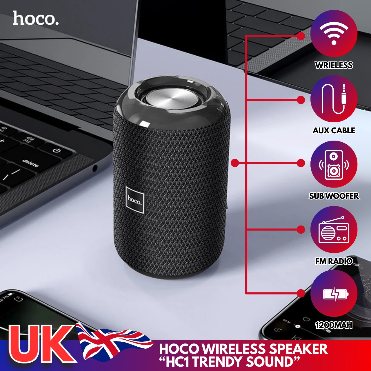 TEMU Wireless Speaker Portable Hc1 Bluetooth Trendy Sound Sports Speaker