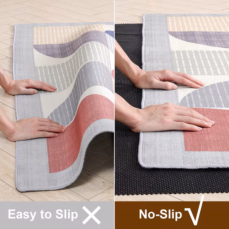 non slip rug pad gripper extra thick pads for hardwood floors anti skid mat under carpet runner keep area rugs safe and in place mat to carpet gripper home decor accessory seamless pad durable pvc hightraction surface carpet antislip interior renters details 3