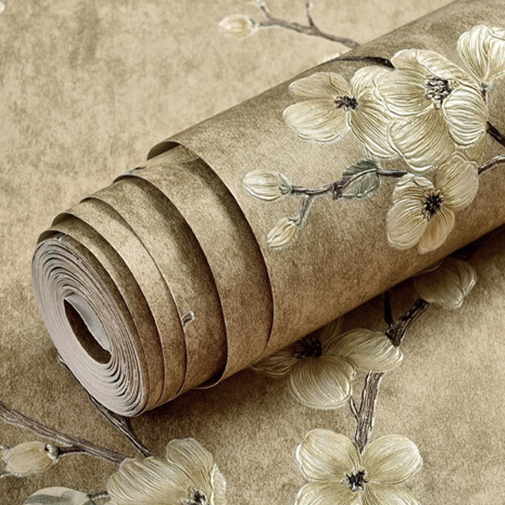 TEMU 950x53cm 3d Floral Embossed Wall Paper Modern Minimalist European Style Clothing Store Restaurant Bedroom Living Room Tv Background Non-woven