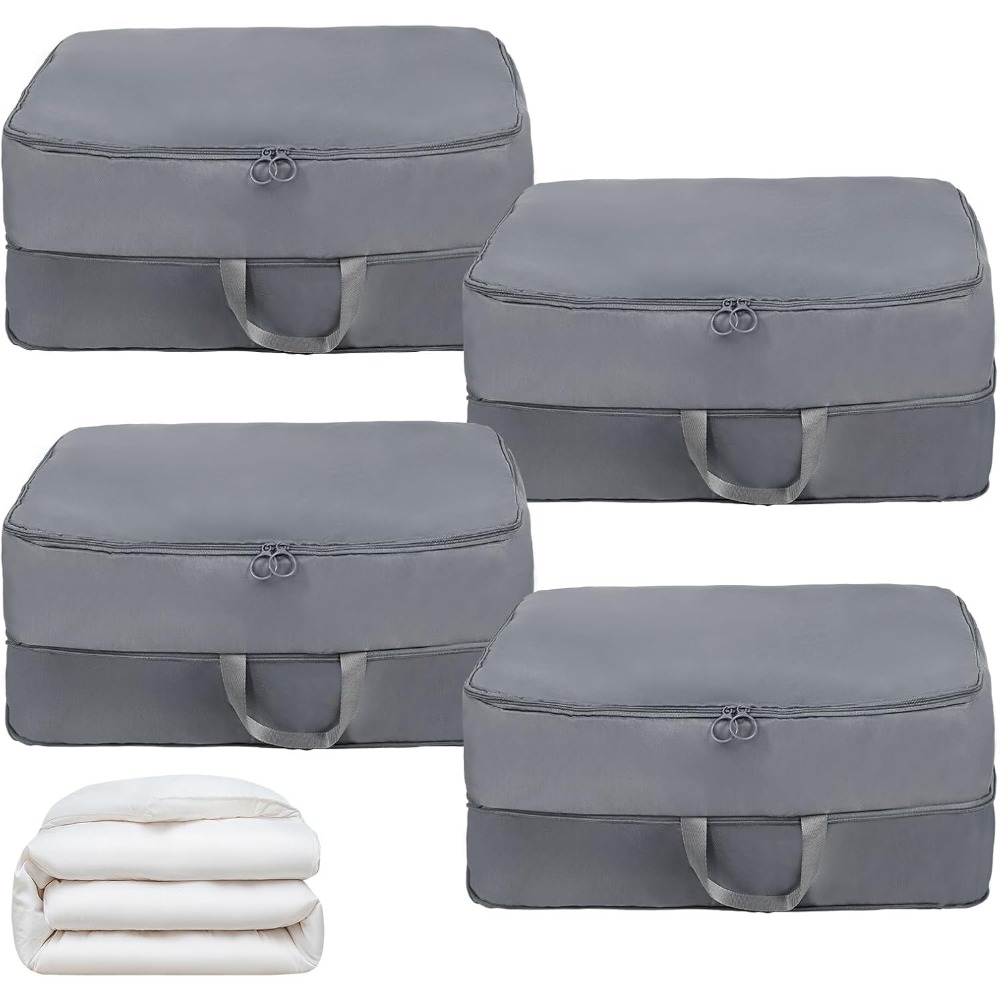 TEMU 4pcs Storage Bags With Handles, Clothes Organizer, Self Compressing Moving Bags, Expandable Packing Cubes For Bedding, Duvets, Blankets,