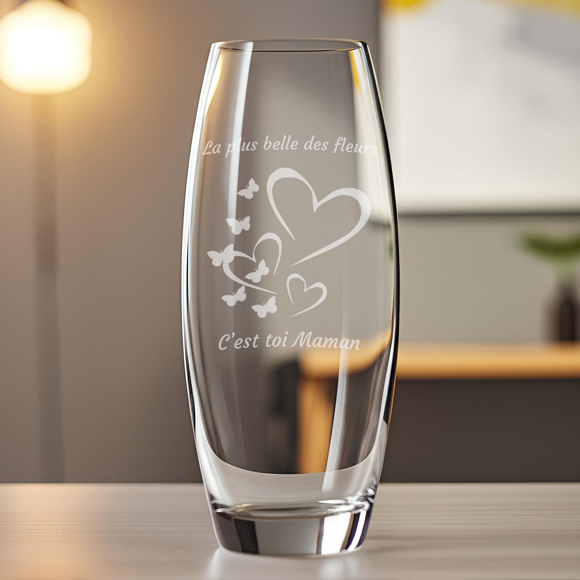 TEMU Vase personnalisé - Cadeau fête des mères - Vase gravé en verre - Vase personnalisable - Cadeau pour maman, mère, femme - fête maman