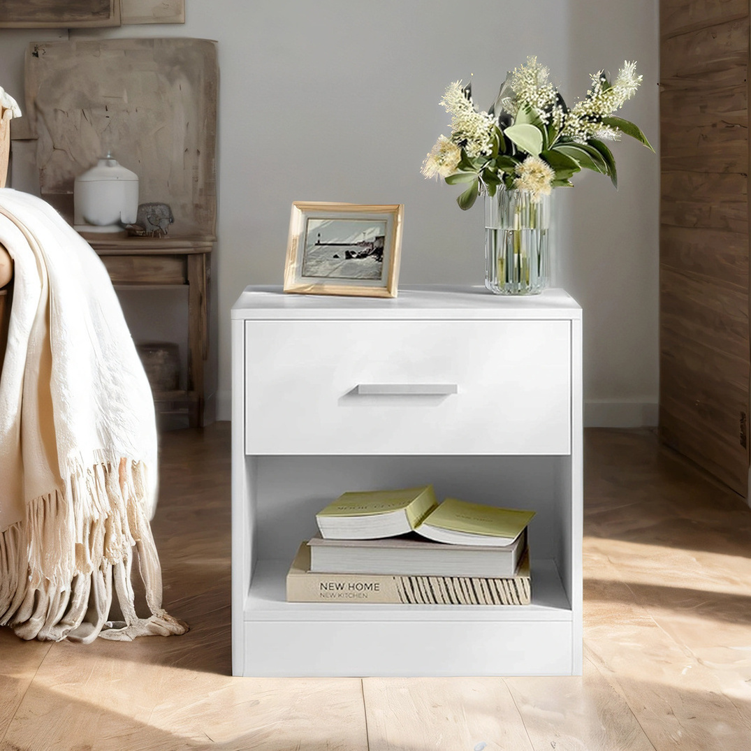 E-shop Nachttisch, Beistelltisch, mit Schublade, 28x 39x 41cm, offenes Fach, Couchtisch, Schlafzimmer, Wohnzimmer, Erhältlich in fünf Farben