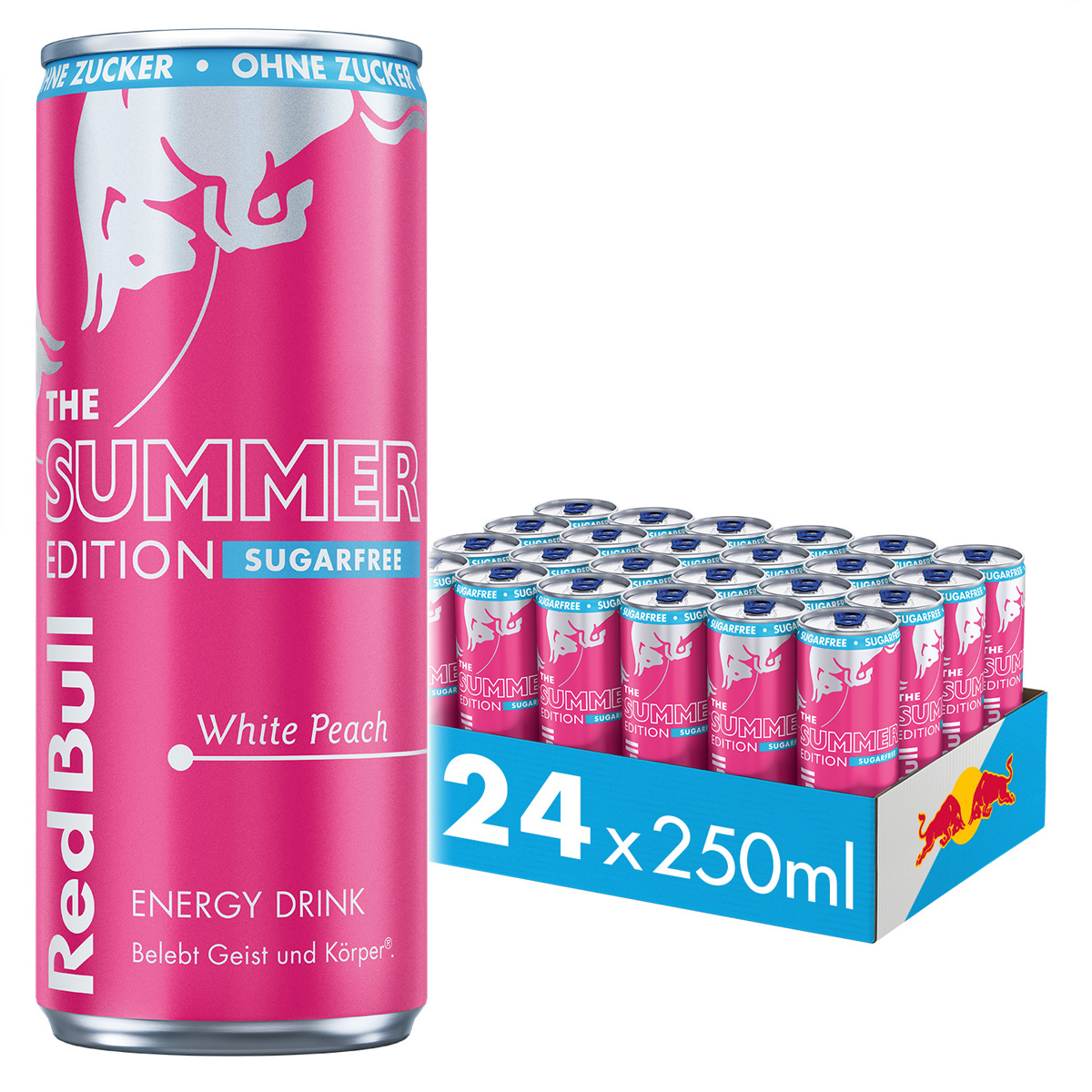 Red Bull Summer Edition 2025 White Peach Sugarfree Dose 250ml 24er Pack