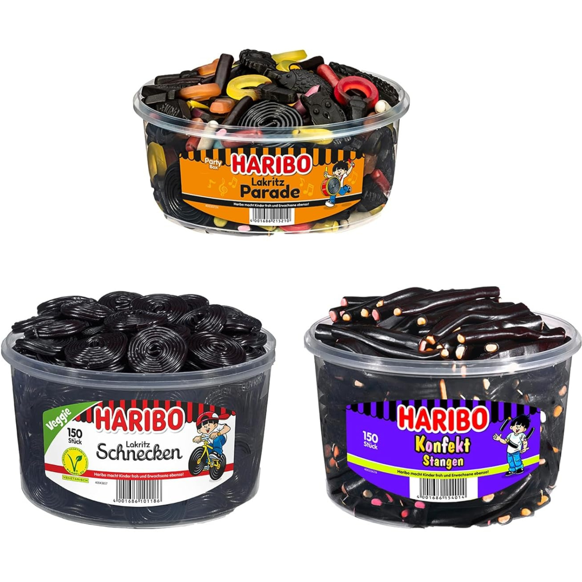 E-shop Haribo Lakritz Parade + Lakritz Schnecken + Konfektstangen als Set für Freunde Party oder Büro Kinder Geburtstag Süßigkeiten