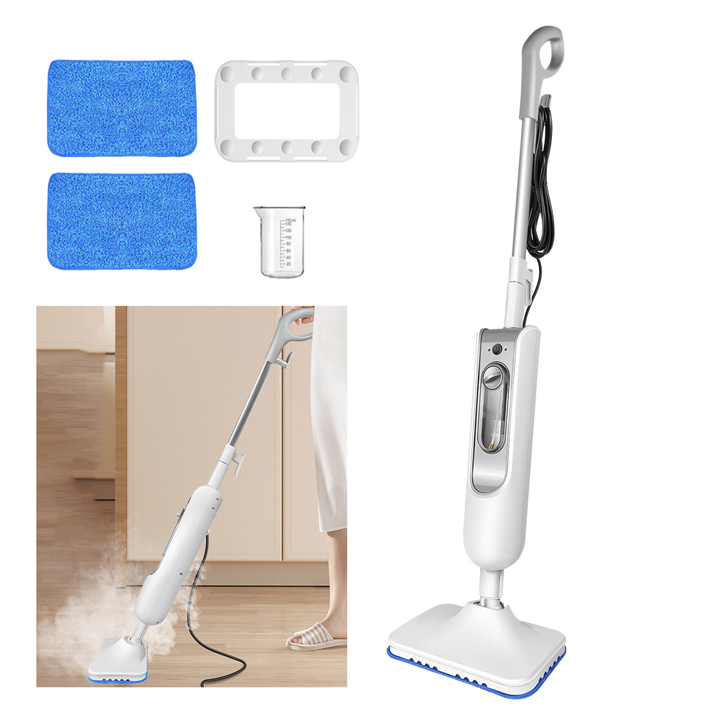 E-shop Dampfmopp Elektrischer Bodendampfer, 2 Geschwindigkeitsstufen Handdampfreiniger Mehrzweck, inklusive 2 waschbaren Pads, 400ML Wassertank, für