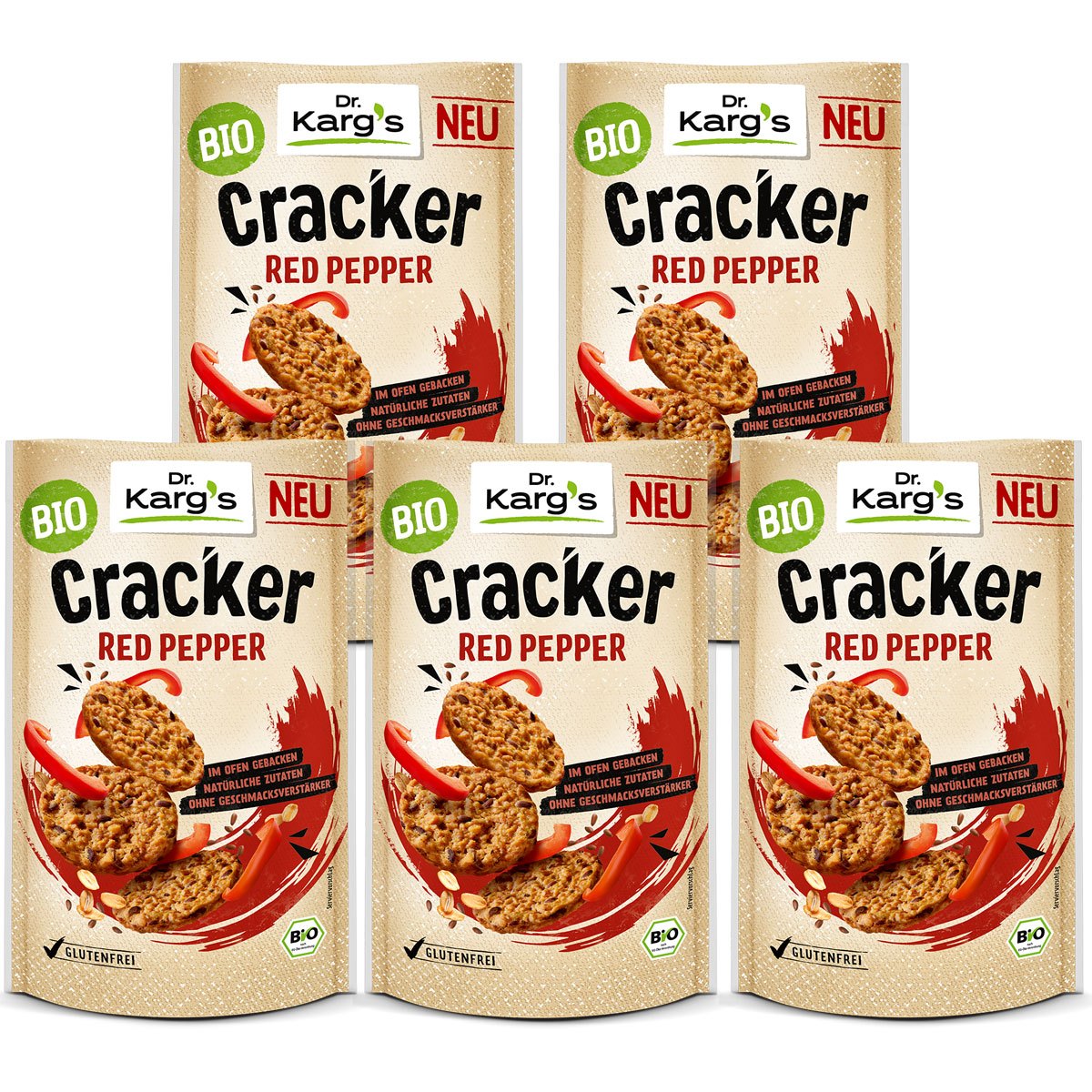 Image of Dr. Karg's Red Pepper Cracker With Paprika Heat 85g 5-pack