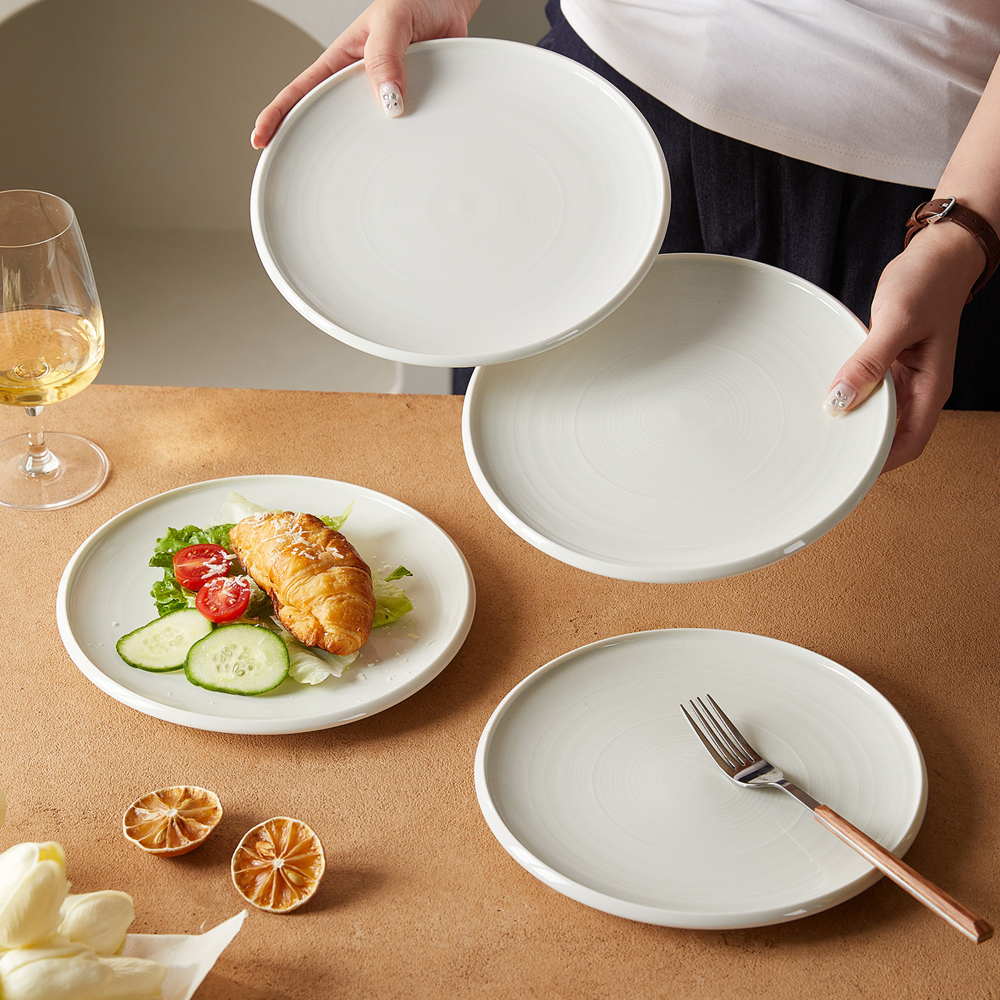 TEMU Ensemble de table en céramique 4 pièces, 8,5 pouces, Ø21,8 cm, comprenant des assiettes, des assiettes à dessert, des assiettes à pain, des