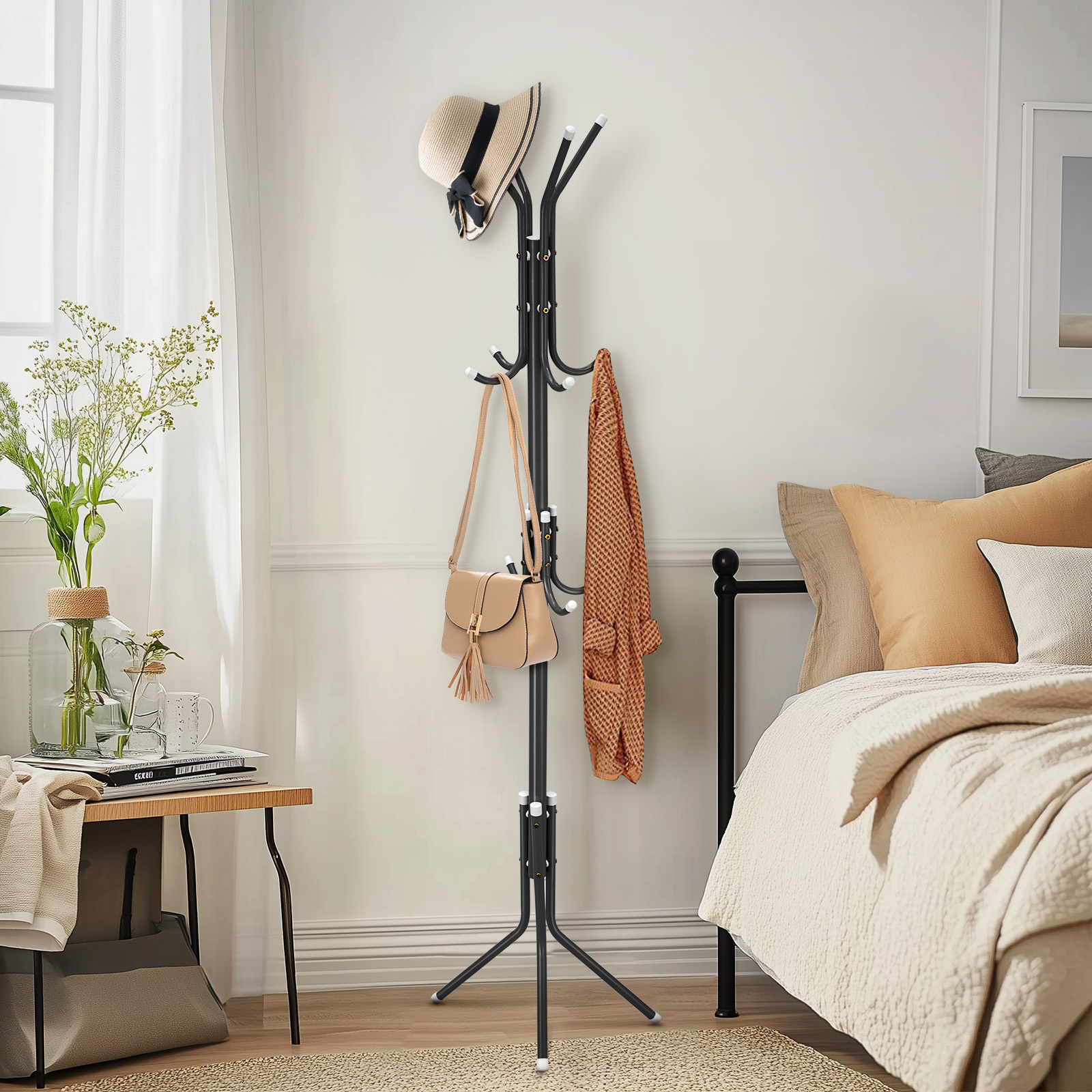 coat rack stand 3 tier 175cm tall metal coat and hat stand with 12 hooks for living room bedroom hallway