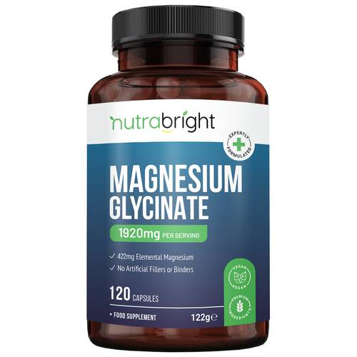 magnesium glycinate supplements 1920mg 120 vegan capsules providing 422mg magnesium pure with no added artificial fillers or binders by