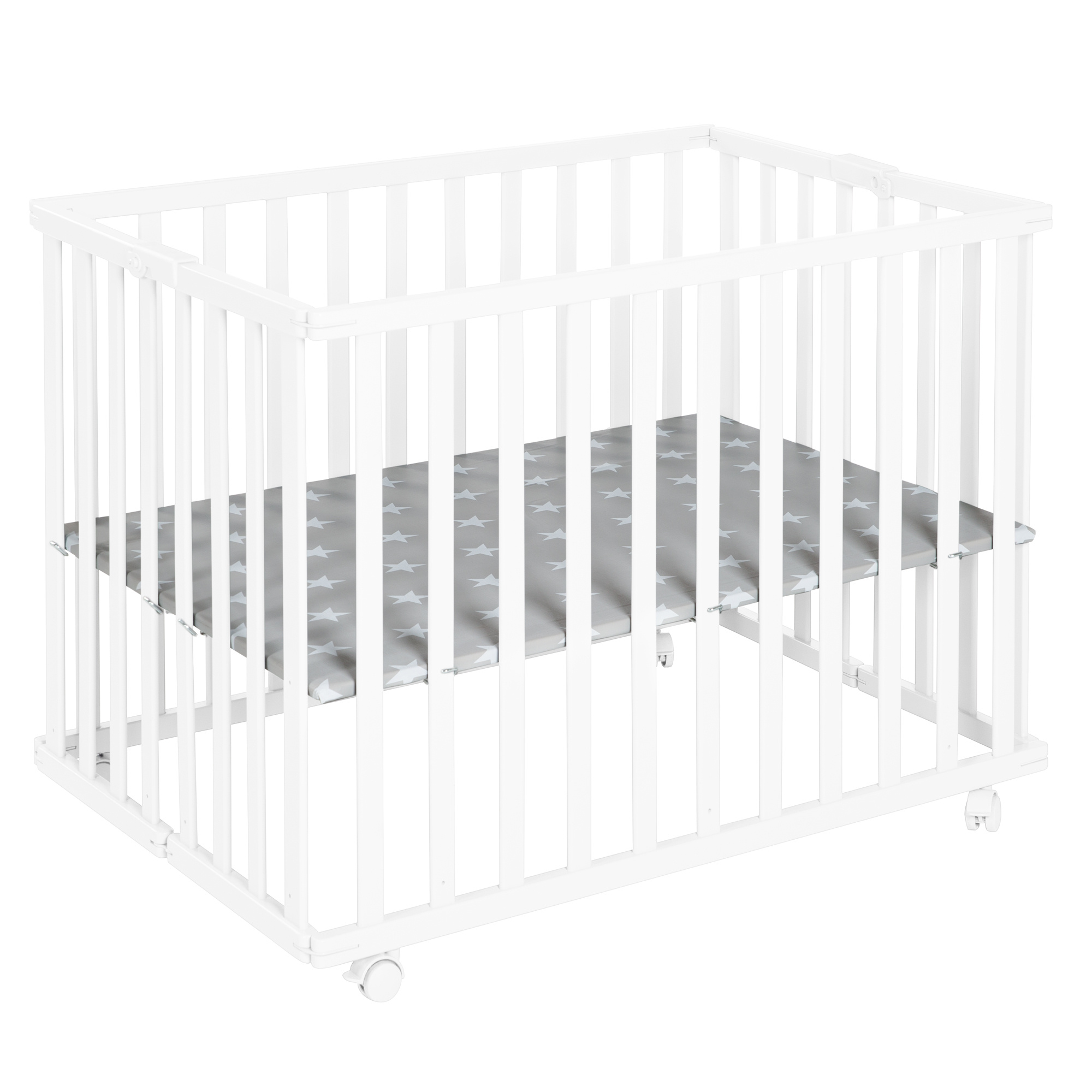 Roba Foldable Playpen - With '' Insert - 74 X 100 Cm - Includes Wheels - White