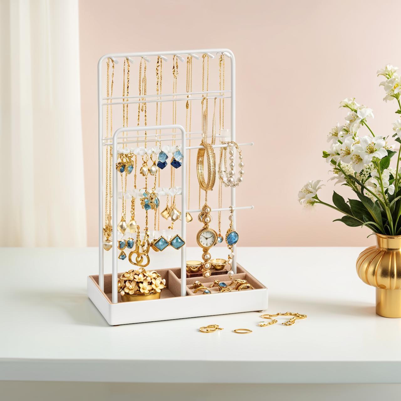 TEMU Soporte para Joyas, Organizador de Joyas, Bandeja de Terciopelo, para Collares, Pulseras, Anillos, Regalo, Mate