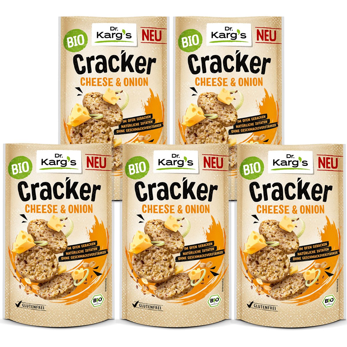 Dr. Kargscheese And Onion Crackers, Savory And Crispy, 85g, 5-pack