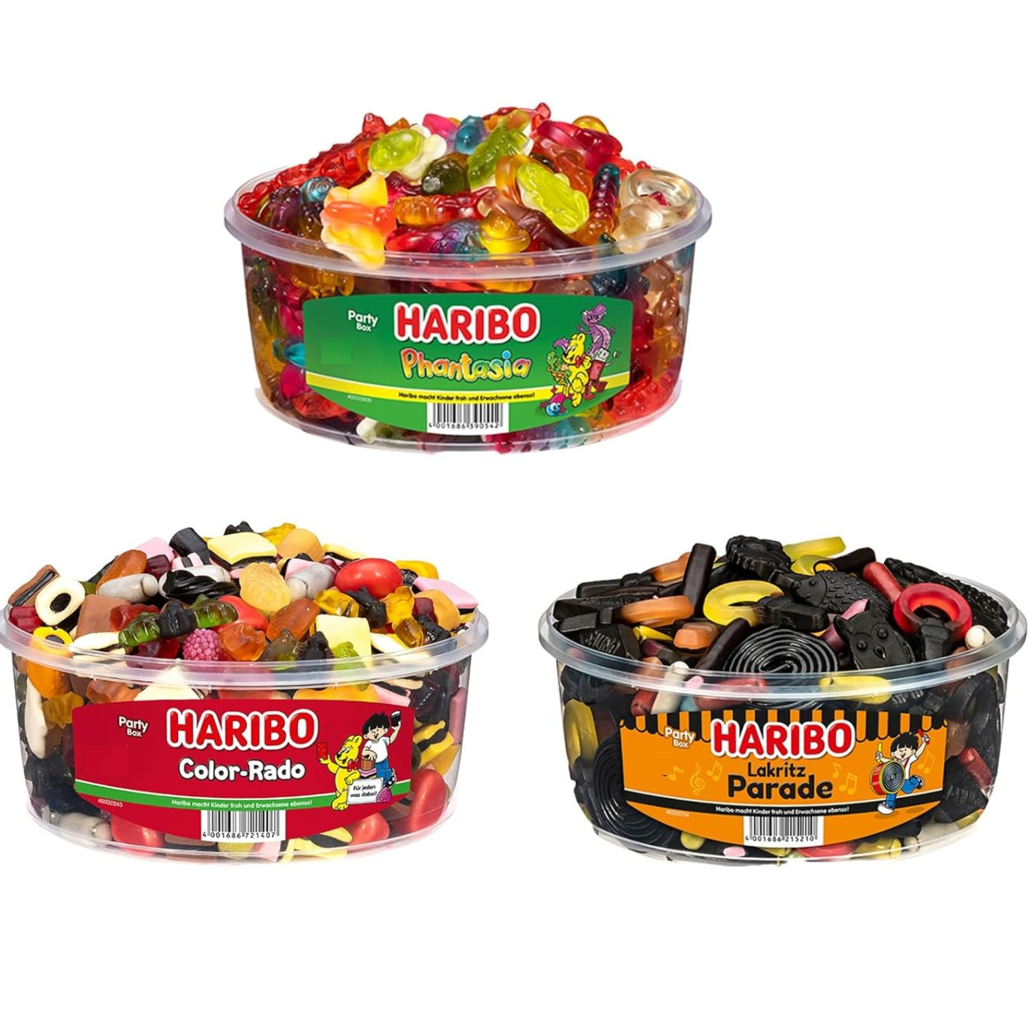 E-shop Haribo Mischpaket 1x Colorado + 1x Phantasia + 1x Lakritzparade als Set für Freunde Party oder Büro Süßigkeiten