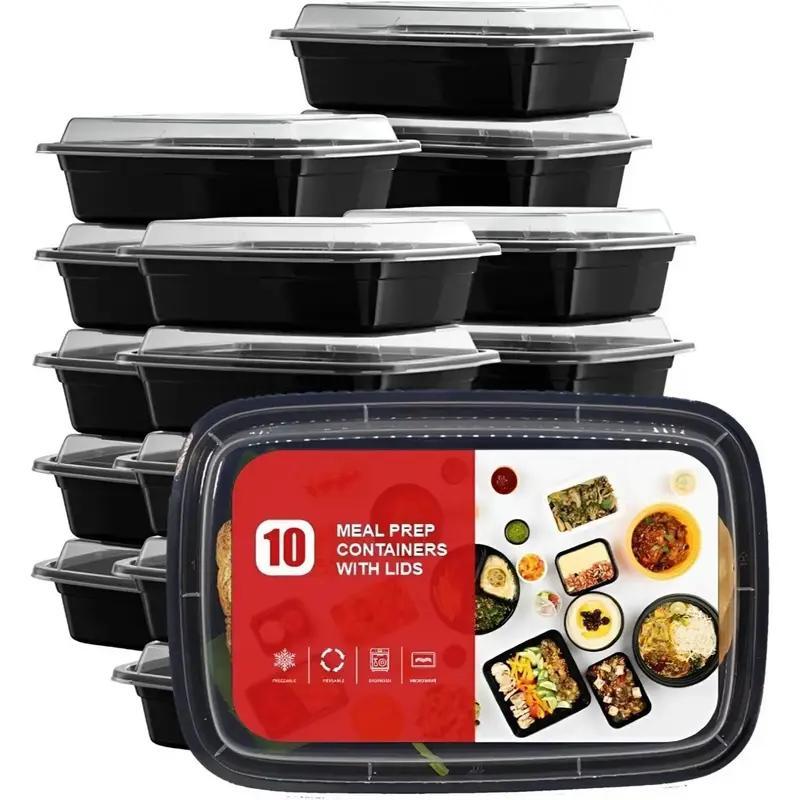 TEMU 10 X 1 Compartment 16oz Plastic Meal Prep Containers - Reusable Free Food Containers With Airtight Lids - Microwavable, Freezer And Dishwasher
