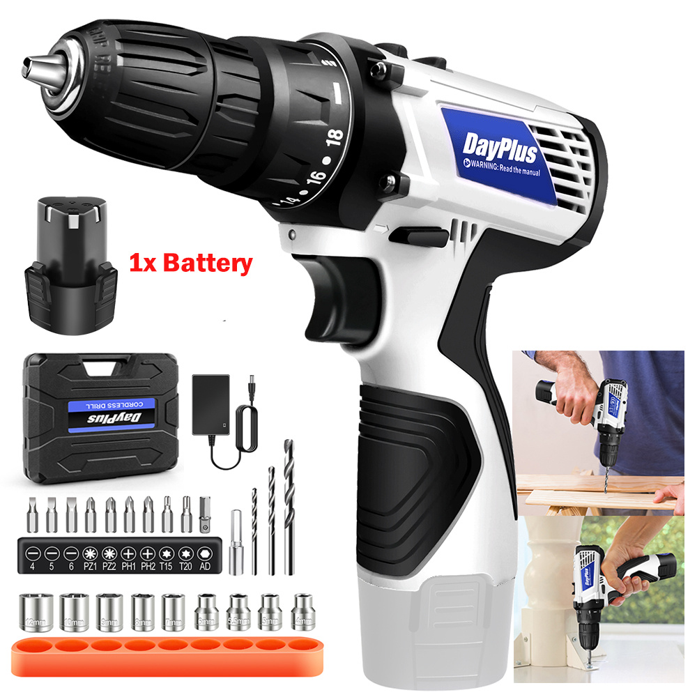 item picture Small Cordless Drill Set Electric Screwdriver with 23 Accessories, 2 Variable Speed (0-400/1400RPM), 45Nm, 18+1 Torque, Power Drill Driver Set for Drilling and Tightening Loosening Screws