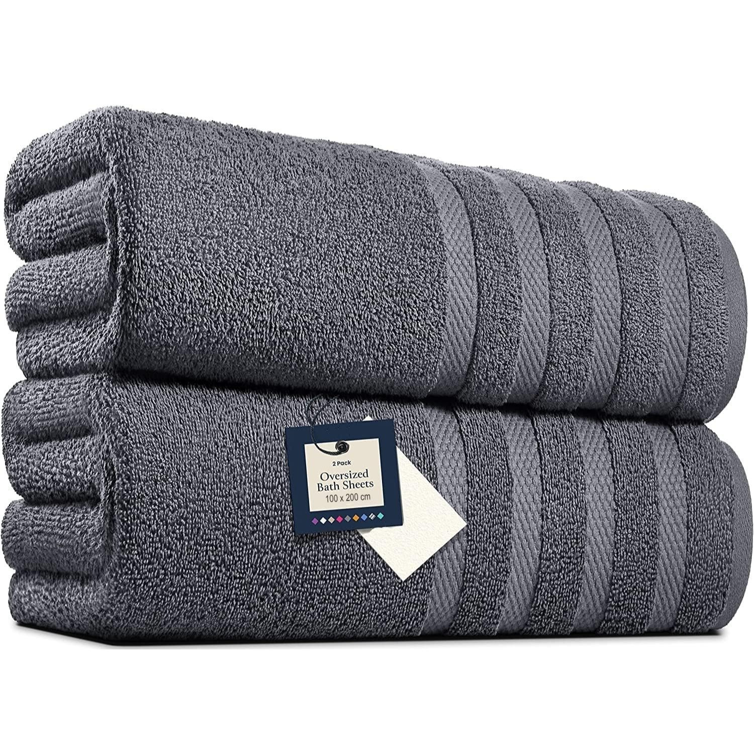 TEMU Pack Of 2 Extra Large Jumbo Bath Sheets (100 X 200 Cm-600 Gsm) Pure Wrap Xxl Bath Sheet Towels For Bathroom, Beach, Pool