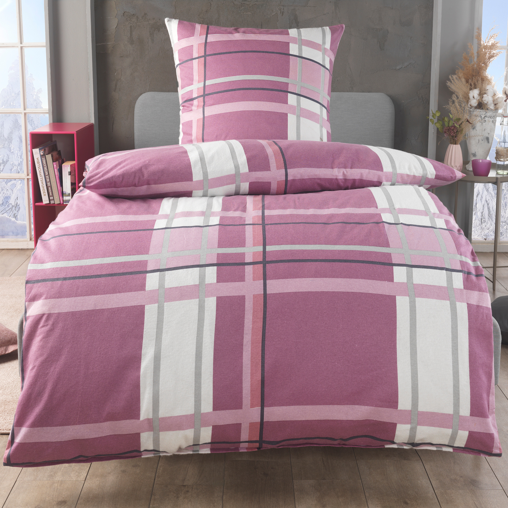 E-shop Fein-Biber Bettwäsche 135x200 Kissenbezug 80x80 Biber, extra flauschige weich Baumwolle Bettbezug 155x220 , flauschig winter Bettdecke,