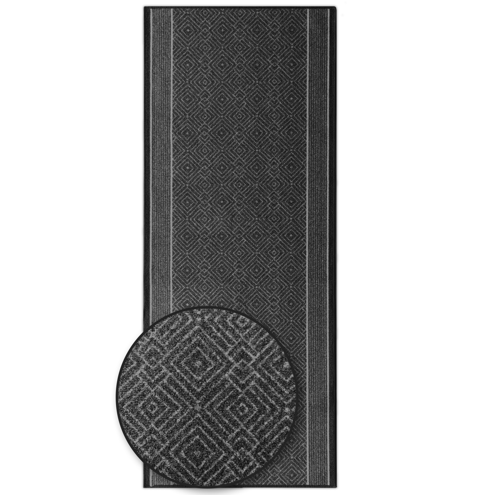 Non-slip Runner Rug With Modern Diamond Pattern – Runner For Hallway, Kitchen & Living Room – Colors, Up To 5 M Length