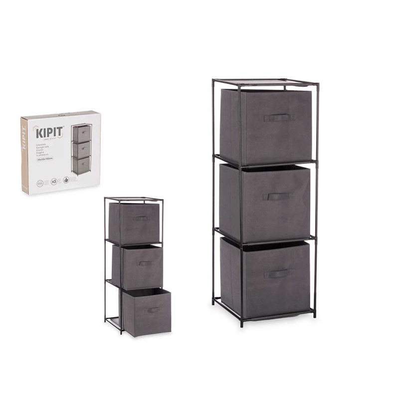 TEMU Gabinete de Almacenamiento de 3 Niveles con Cajones ( Cajas de Almacenamiento), Organizador, Estante de Almacenamiento - 34.5 x 34.5 x 100 cm, 2